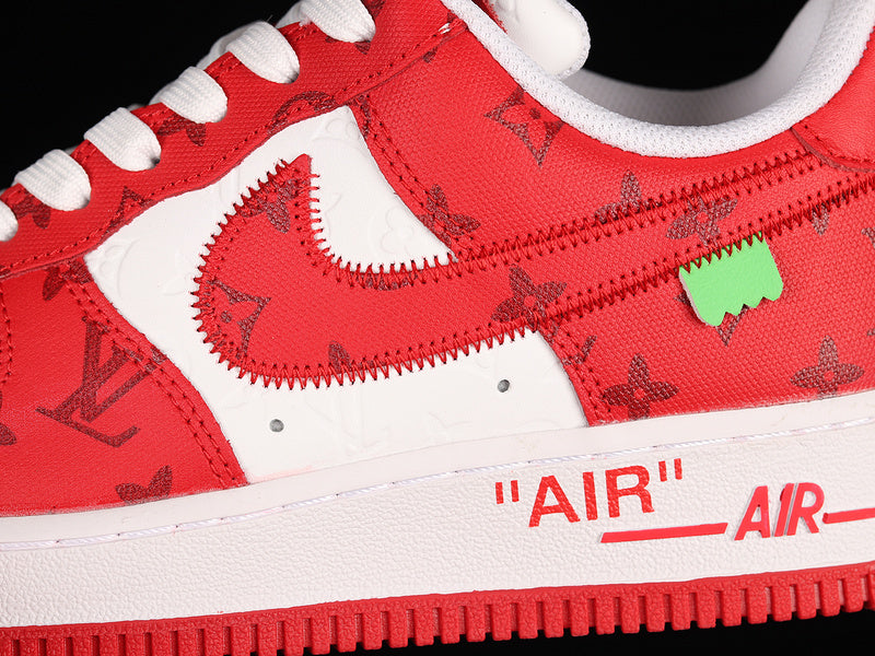 NIKE Air Force 1 - Louis Vuitton Virgil Abloh Red Sneakers - White Unisex Streetwear Limited Edition - Step into the ultimate fusion of luxury and streetwear with the NIKE AIR FORCE 1