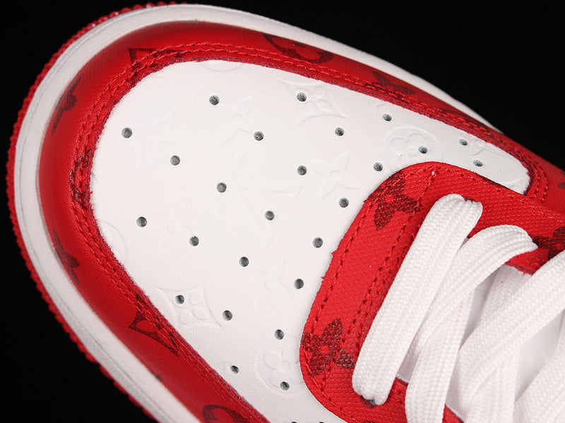 NIKE Air Force 1 - Louis Vuitton Virgil Abloh Red Sneakers - White Unisex Streetwear Limited Edition - Step into the ultimate fusion of luxury and streetwear with the NIKE AIR FORCE 1