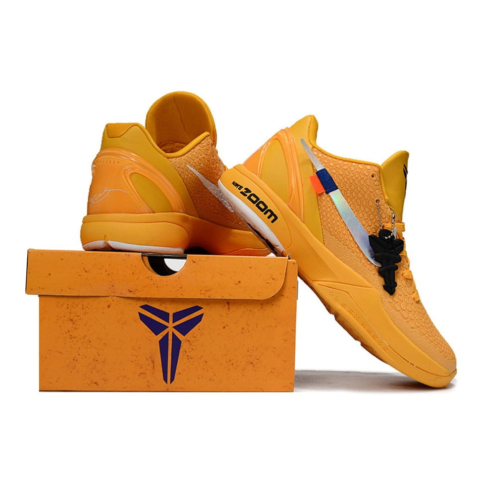 NIKE Kobe 6 Protro - Off-white Yellow Unisex Streetwear Limited Edition - The Nike Kobe 6 Protro x Off-White Yellow brings together the innovative performance of Kobe