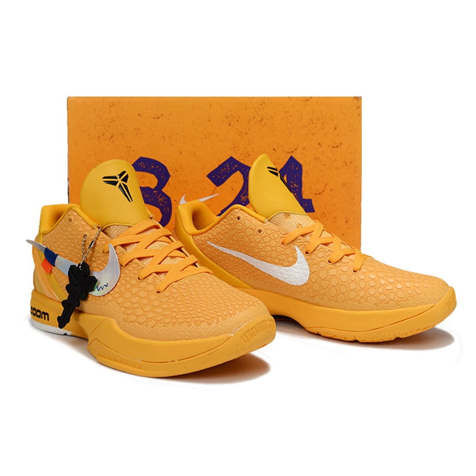 NIKE Kobe 6 Protro - Off-white Yellow Unisex Streetwear Limited Edition - The Nike Kobe 6 Protro x Off-White Yellow brings together the innovative performance of Kobe