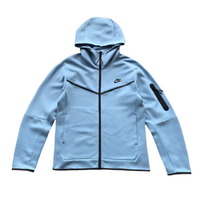 NIKE Tech Fleece Hoodie - Light - Blue Unisex Streetwear Limited Edition - The NIKE TECH FLEECE HOODIE LIGHT BLUE - REPLICA delivers modern sportswear innovation with a