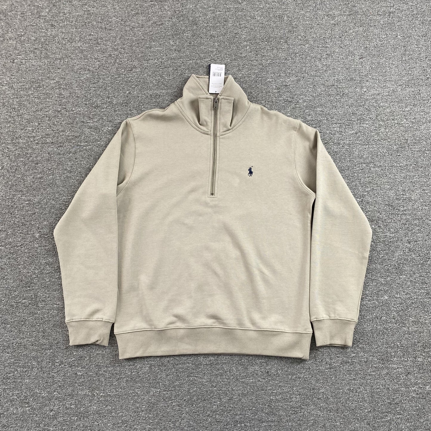 POLO Ralph Lauren Quarter Zip Sweatshirt - Beige Unisex Streetwear Limited Edition - The POLO RALPH LAUREN QUARTER ZIP SWEATSHIRT BEIGE - REPLICA delivers timeless elegance and effortless