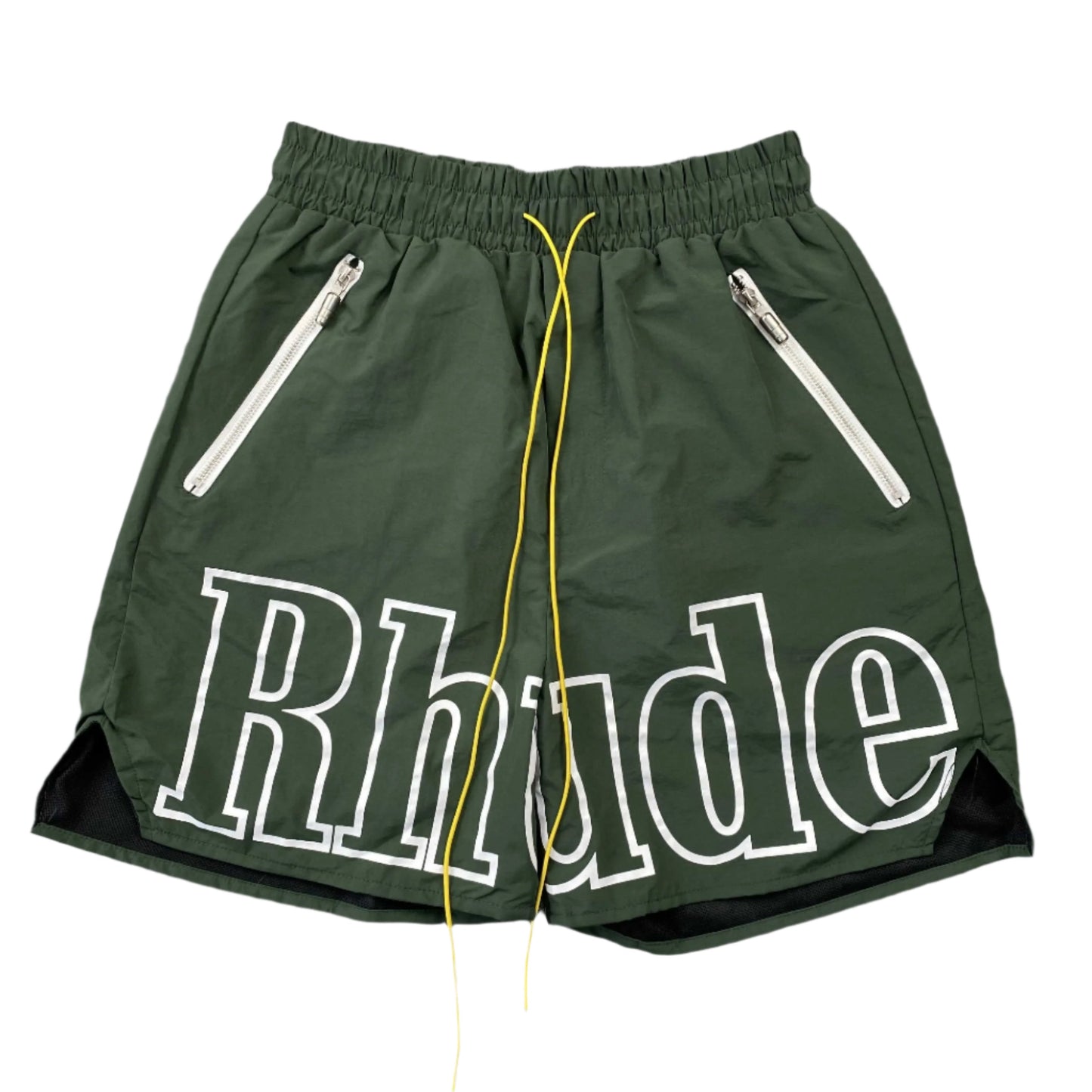 RHUDE Rh Logo Shorts - Green Unisex Streetwear Limited Edition - The RHUDE RH LOGO SHORTS GREEN - REPLICA deliver effortless luxury and street-ready comfort ,