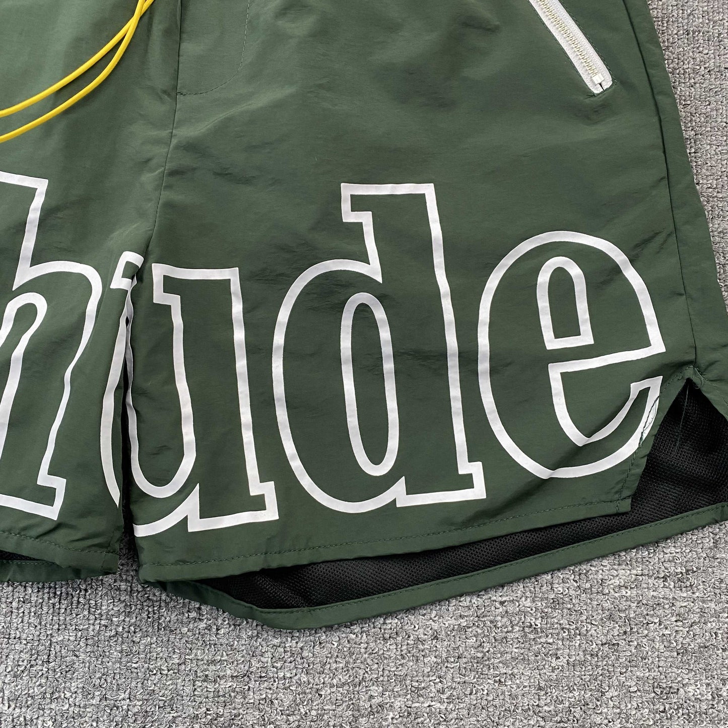 RHUDE Rh Logo Shorts - Green Unisex Streetwear Limited Edition - The RHUDE RH LOGO SHORTS GREEN - REPLICA deliver effortless luxury and street-ready comfort ,