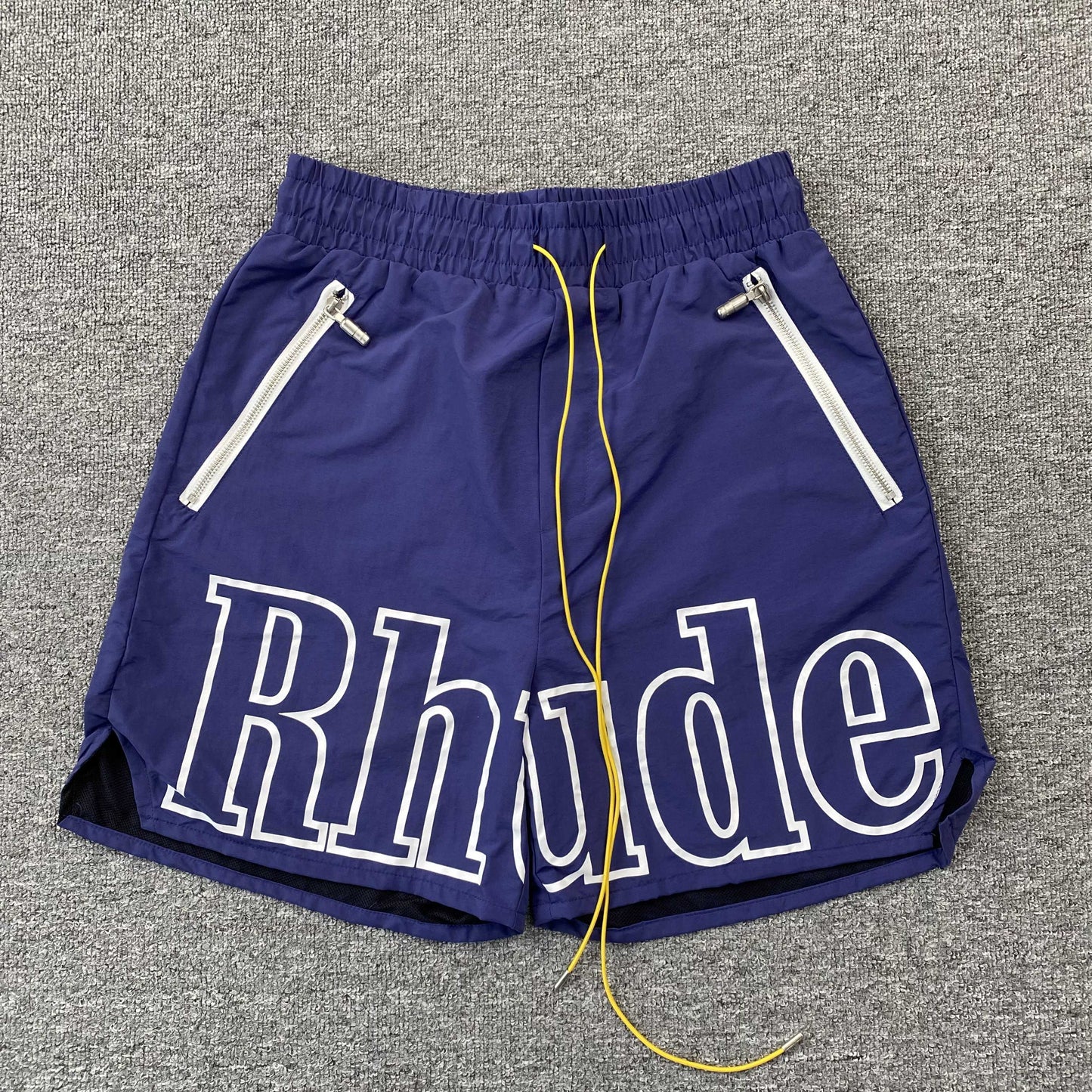 RHUDE Rh Logo Shorts - Navy Unisex Streetwear Limited Edition - The RHUDE RH LOGO SHORTS NAVY - REPLICA blend luxury streetwear with effortless comfort ,