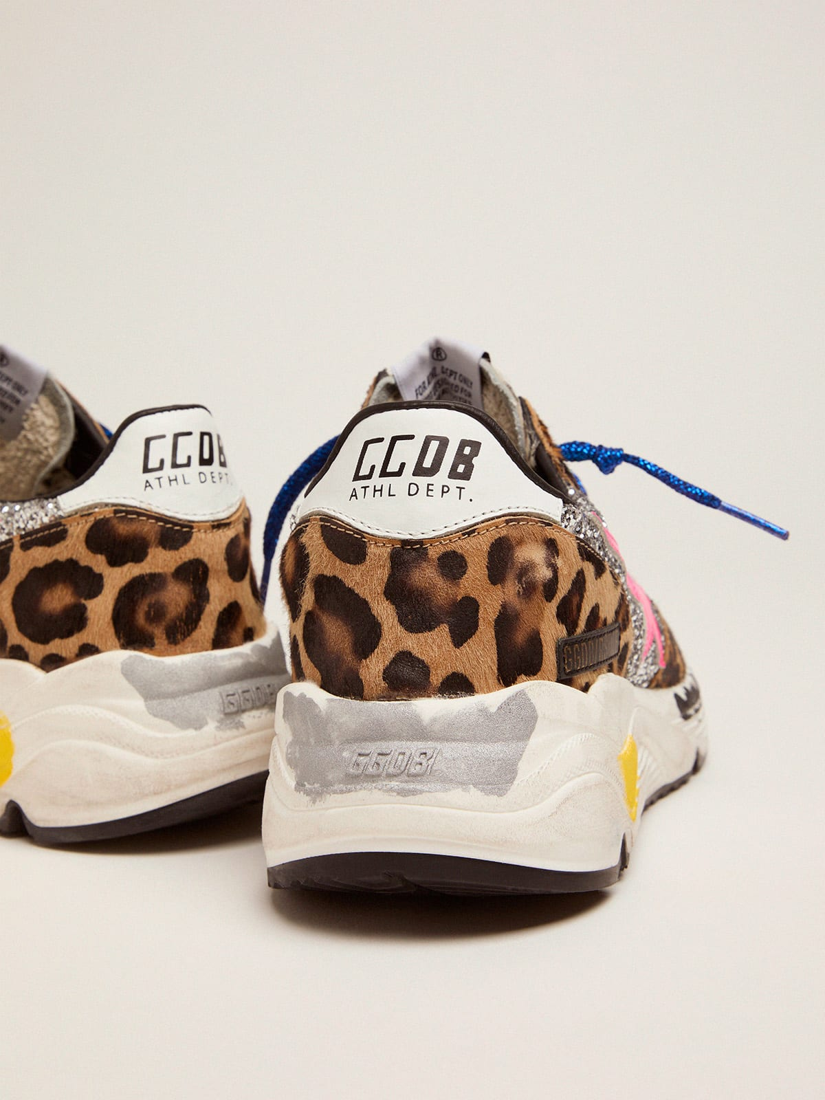 Running Sole Sneakers In Leopard-print Pony Skin With Glitter Inserts - Black Unisex Streetwear Limited Edition