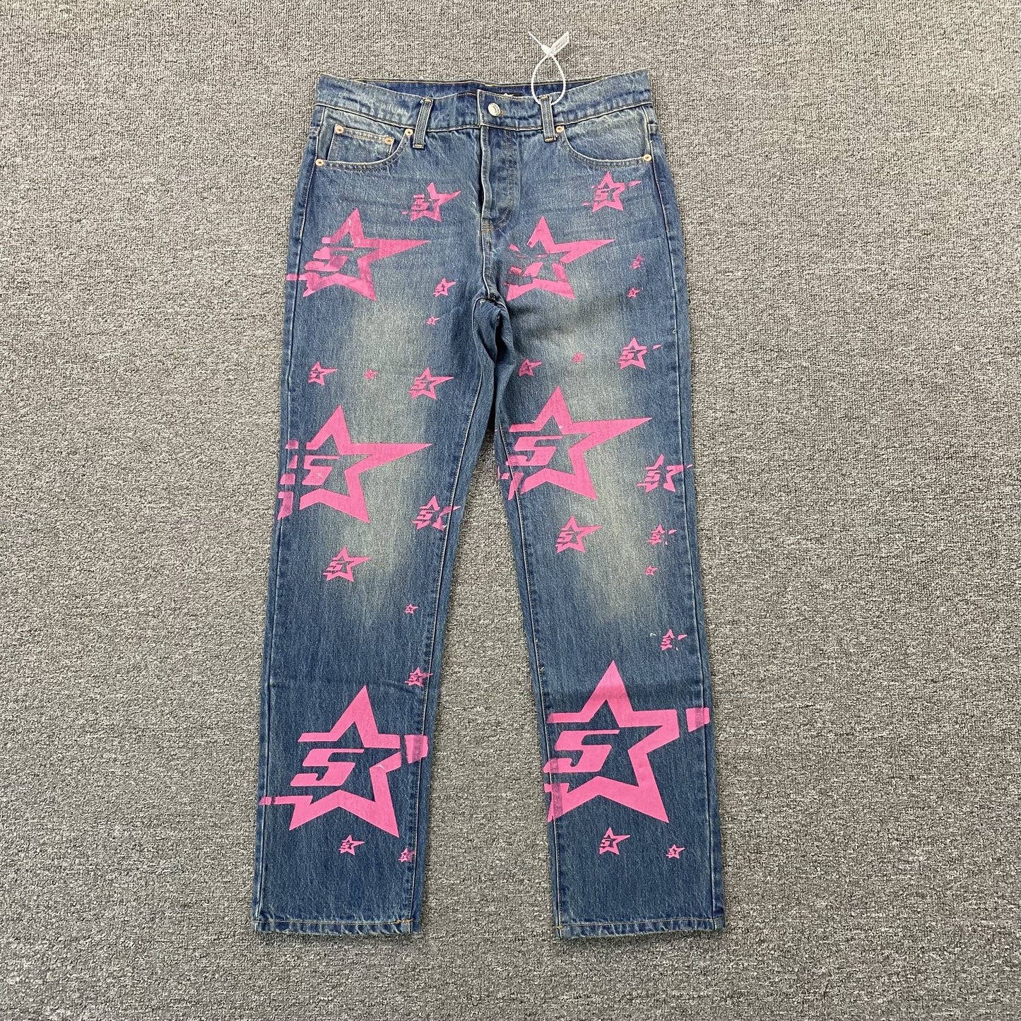 SP5DER 5star Vintage Jeans Indigo Hoodie Unisex Streetwear Limited Edition - The SP5DER 5STAR VINTAGE JEANS INDIGO - REPLICA combine rugged vintage aesthetics with bold streetwear