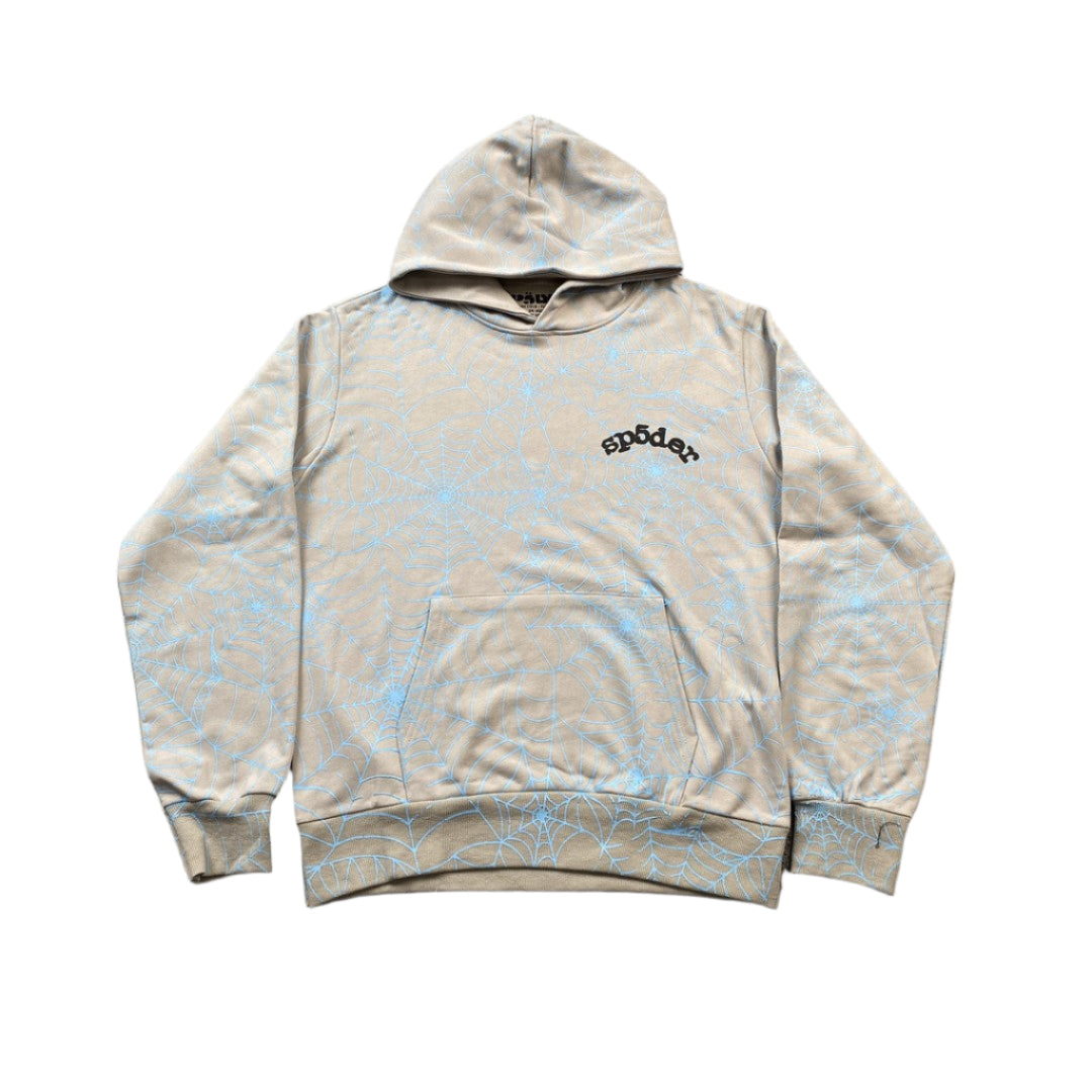 SP5DER Aop Web Hoodie Heather - Grey Unisex Streetwear Limited Edition - The SP5DER AOP WEB HOODIE HEATHER GREY - REPLICA is the perfect blend of bold