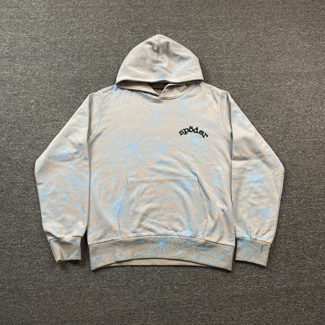 SP5DER Aop Web Hoodie Heather - Grey Unisex Streetwear Limited Edition - The SP5DER AOP WEB HOODIE HEATHER GREY - REPLICA is the perfect blend of bold