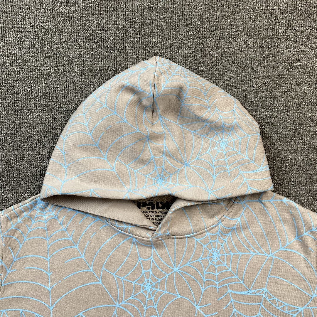 SP5DER Aop Web Hoodie Heather - Grey Unisex Streetwear Limited Edition - The SP5DER AOP WEB HOODIE HEATHER GREY - REPLICA is the perfect blend of bold
