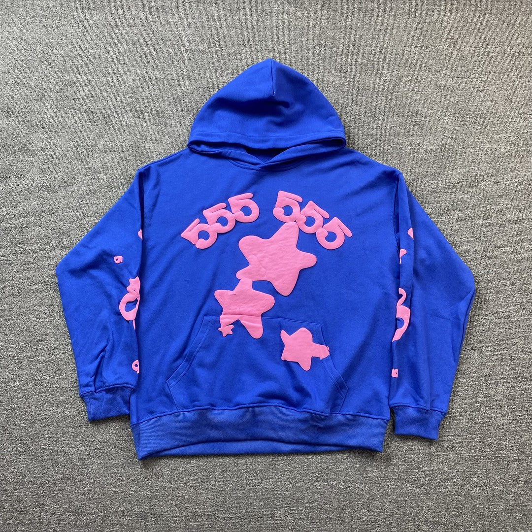 SP5DER Beluga Hoodie - Blue Unisex Streetwear Limited Edition - The SP5DER BELUGA HOODIE BLUE - REPLICA brings a sleek and vibrant twist to modern