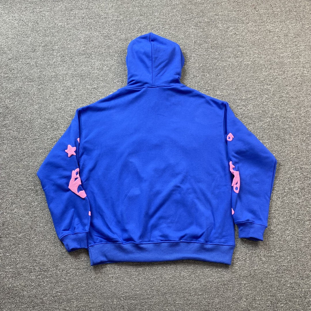 SP5DER Beluga Hoodie - Blue Unisex Streetwear Limited Edition - The SP5DER BELUGA HOODIE BLUE - REPLICA brings a sleek and vibrant twist to modern