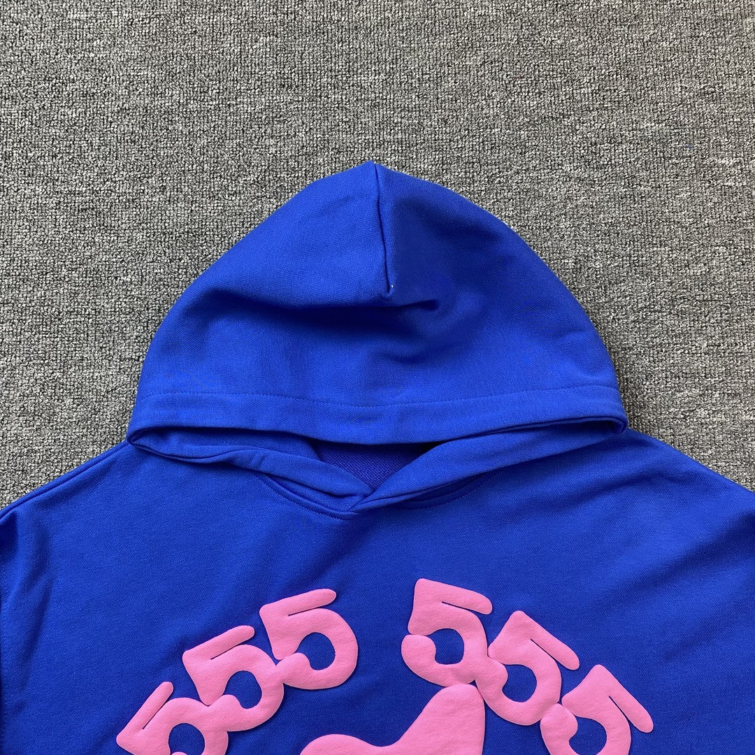 SP5DER Beluga Hoodie - Blue Unisex Streetwear Limited Edition - The SP5DER BELUGA HOODIE BLUE - REPLICA brings a sleek and vibrant twist to modern