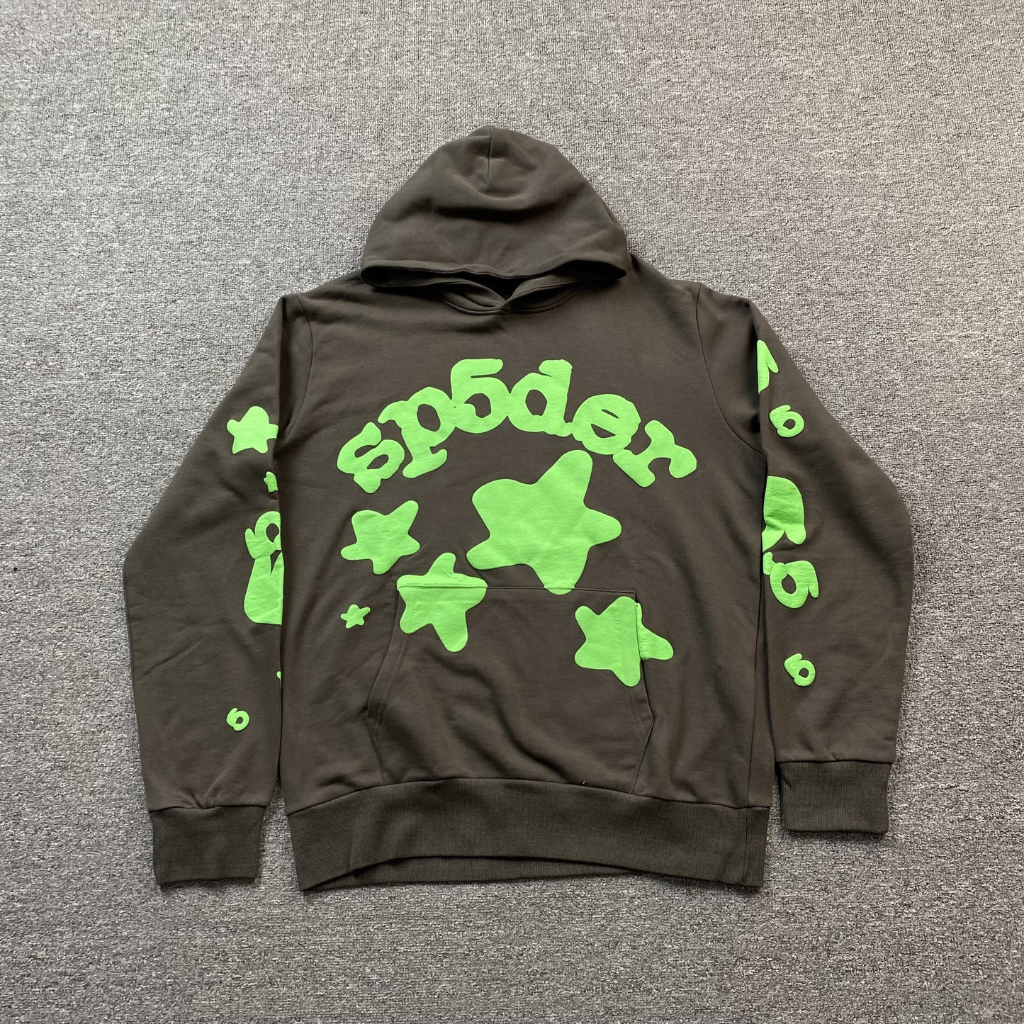 SP5DER Beluga Hoodie Slate Grey - - Green Unisex Streetwear Limited Edition - The SP5DER BELUGA HOODIE SLATE GREY/GREEN - REPLICA is a bold fusion of streetwear aesthetics