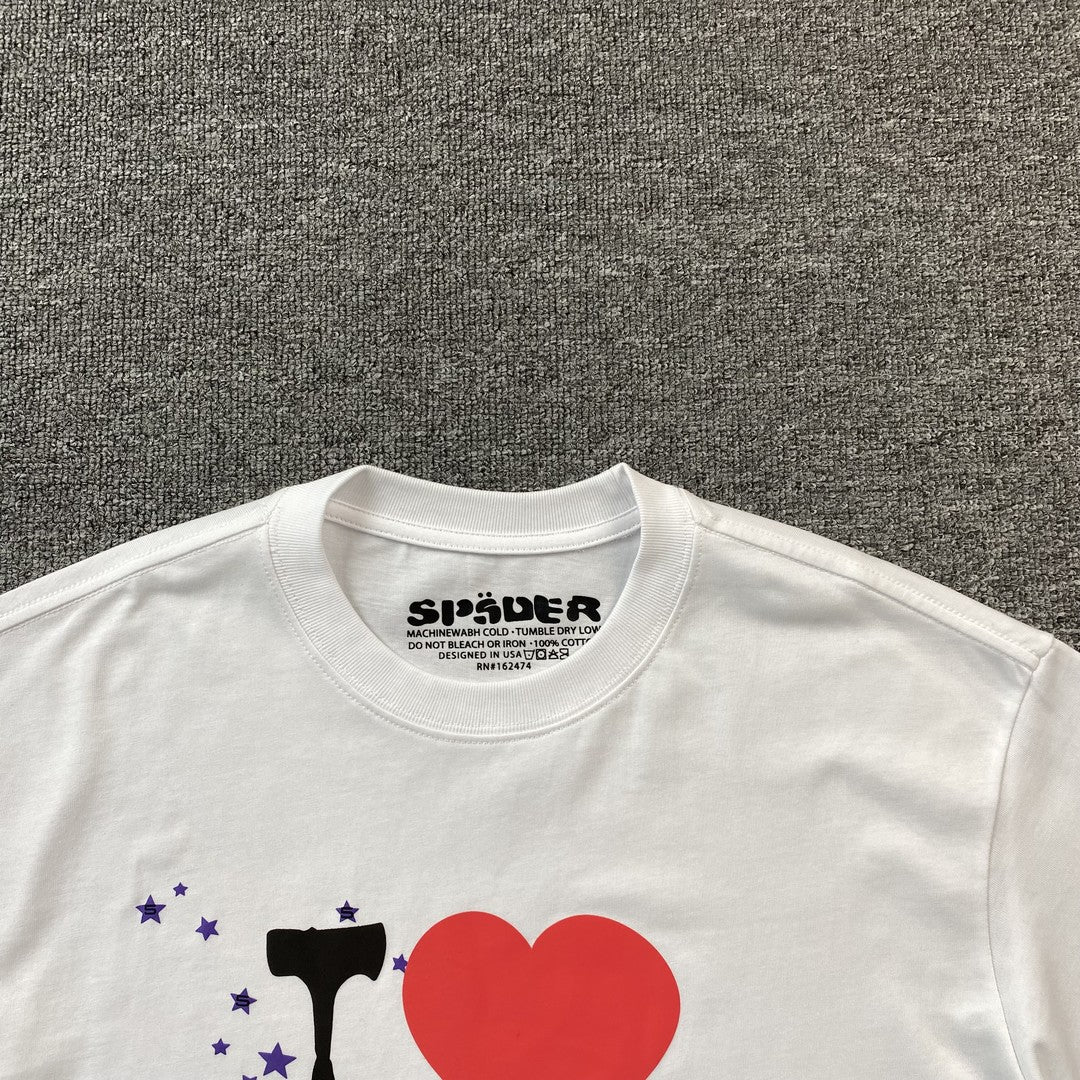 SP5DER I Heart Sp5der Tee T-Shirt - White Unisex Streetwear Limited Edition - The SP5DER I HEART SP5DER TEE WHITE - REPLICA is a clean and bold statement