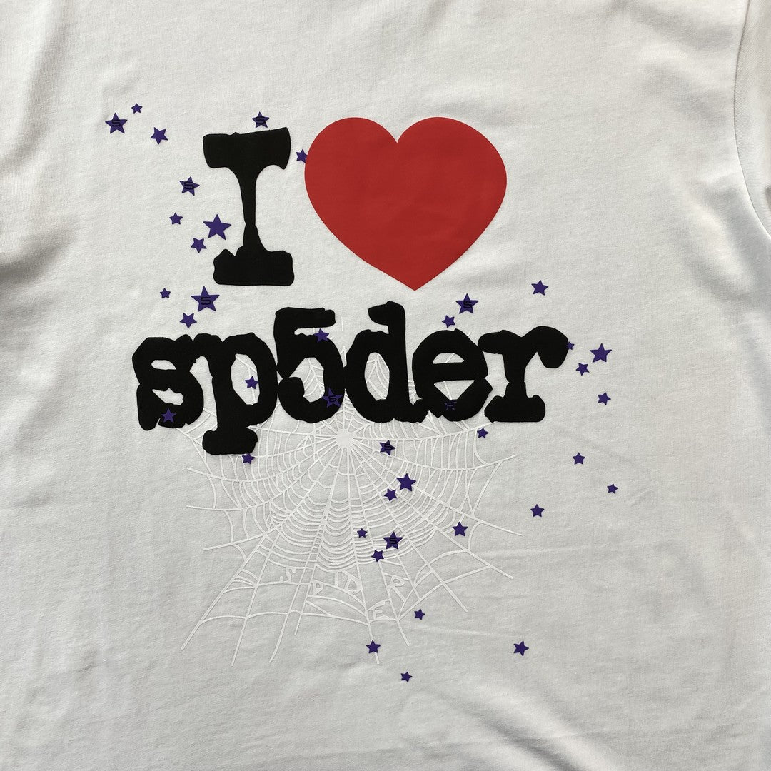 SP5DER I Heart Sp5der Tee T-Shirt - White Unisex Streetwear Limited Edition - The SP5DER I HEART SP5DER TEE WHITE - REPLICA is a clean and bold statement