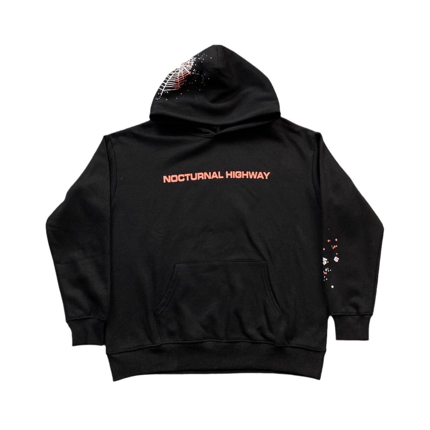 SP5DER Nocturnal Highway Hoodie - Black Unisex Streetwear Limited Edition - The SP5DER NOCTURNAL HIGHWAY HOODIE BLACK - REPLICA is a bold and futuristic take on