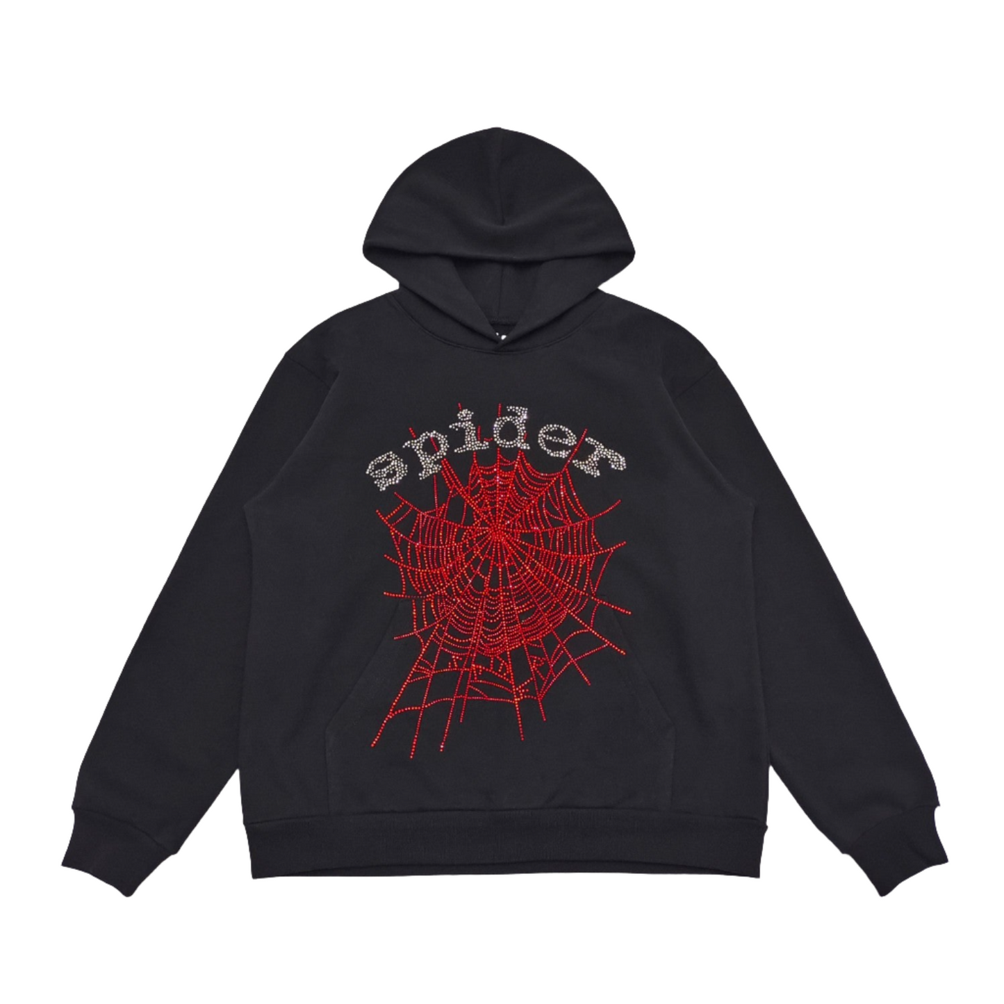 SP5DER Og Rhinestone Logo Hoodie - Black Unisex Streetwear Limited Edition - The SP5DER OG RHINESTONE LOGO HOODIE BLACK - REPLICA is the perfect fusion of bold