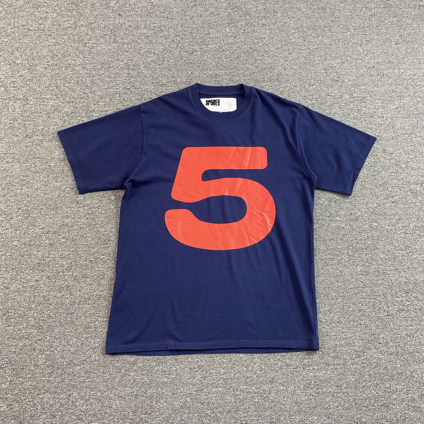SP5DER 5 Baby Tee Navy T-Shirt - Red Unisex Streetwear Limited Edition - The SP5DER RED 5 BABY TEE NAVY - REPLICA brings a sleek, streetwear-inspired edge to