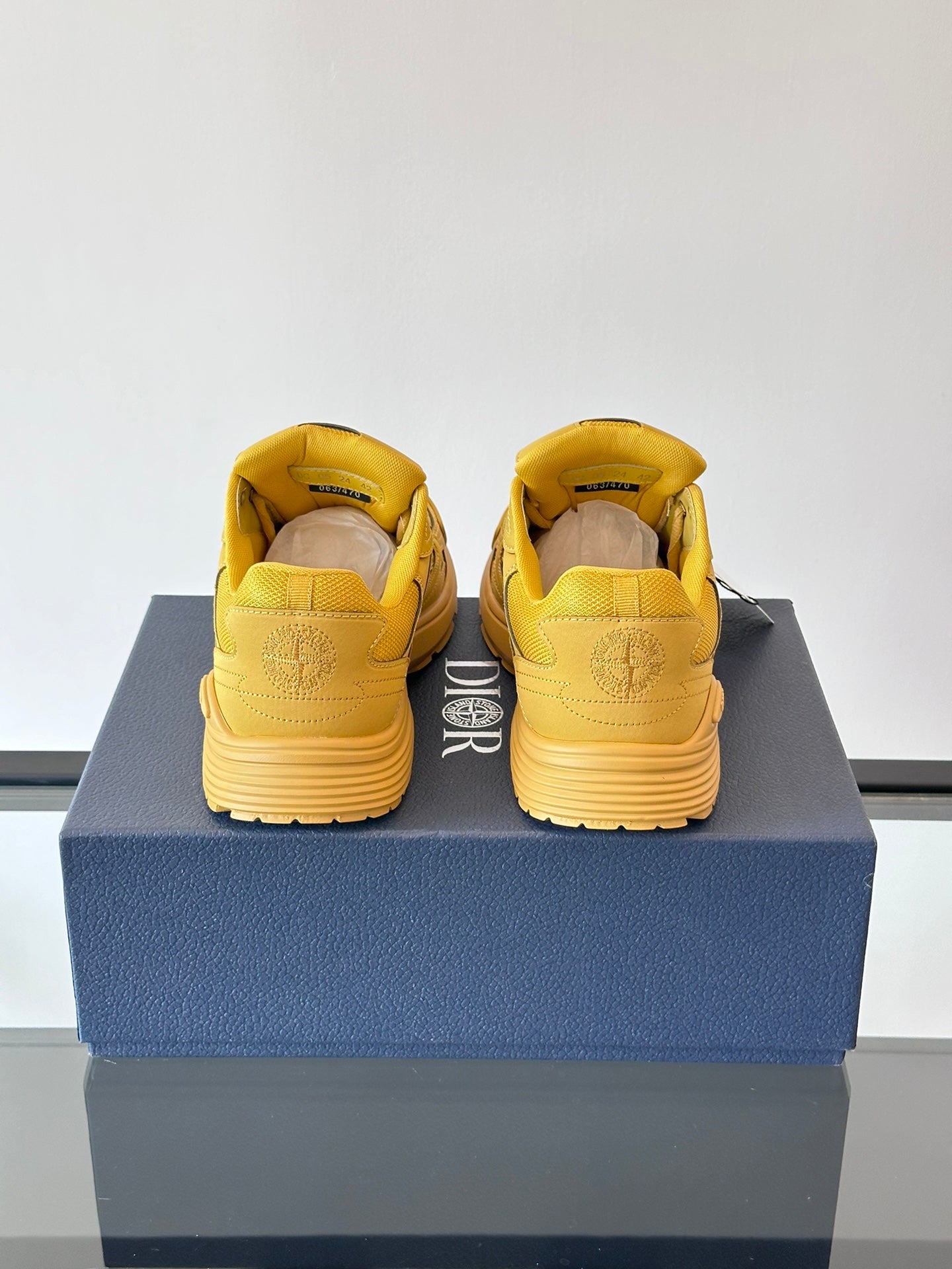STONE Island - Dior B30 Sneakers - Yellow Unisex Streetwear Limited Edition - The STONE ISLAND x DIOR B30 YELLOW - REPLICA is a bold fusion of high-fashion