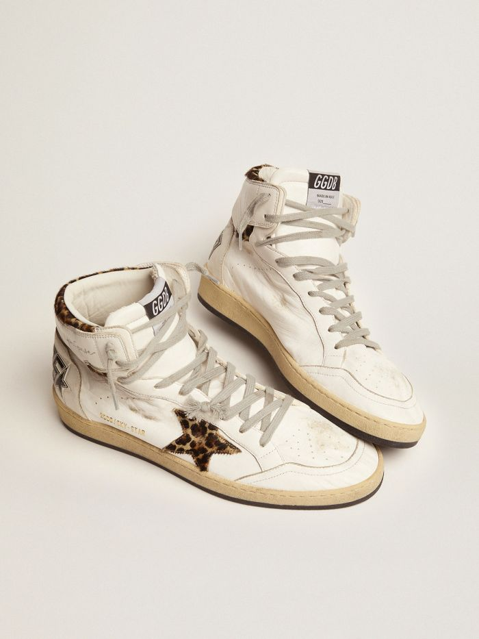Women s Sky-star Sneakers With Signature On The Ankle And Leopard-print Pony Skin Inserts - White Unisex Streetwear Limited Edition