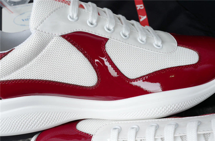 PRADA America's Cup Red Sneakers - White Unisex Streetwear Limited Edition