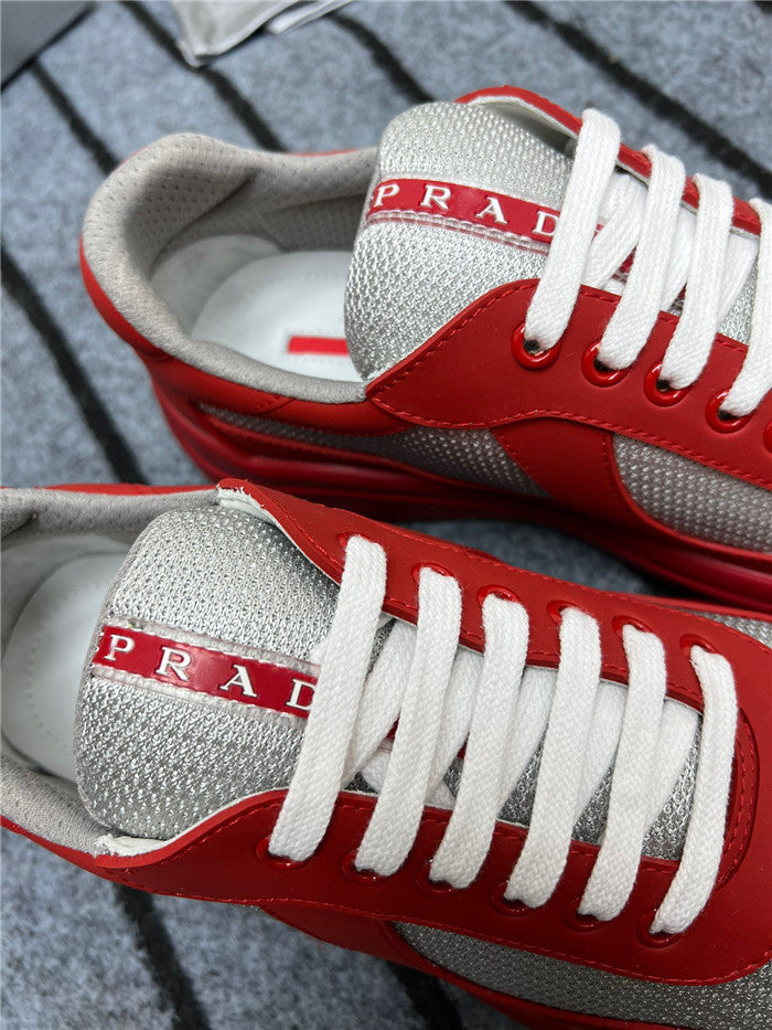 PRADA America's Cup Soft Rubber Silver Sneakers - Red Unisex Streetwear Limited Edition