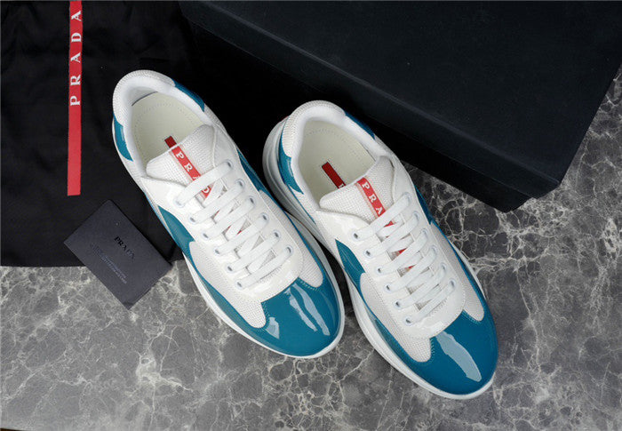 PRADA America's Cup Blue Sneakers - White Unisex Streetwear Limited Edition