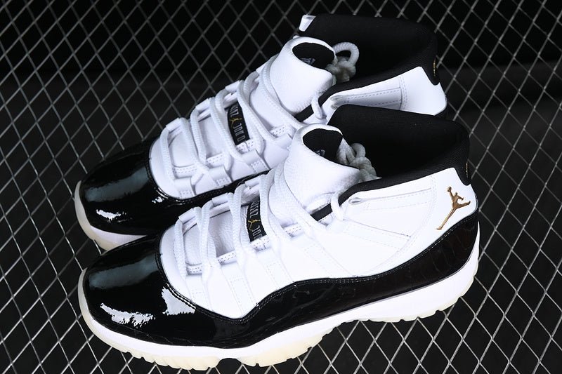 AIR Jordan 11 Dmp White - - Gold Sneakers - Black Unisex Streetwear Limited Edition - Celebrate greatness with the Air Jordan 11 DMP White/Black/Gold, a pinnacle of style and performance