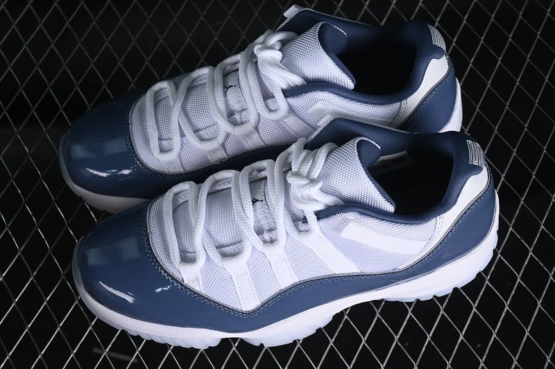 AIR Jordan 11 Low Diffused Blue - White Unisex Streetwear Limited Edition - Introducing the Air Jordan 11 Low Diffused Blue/White, a sophisticated blend of classic design and