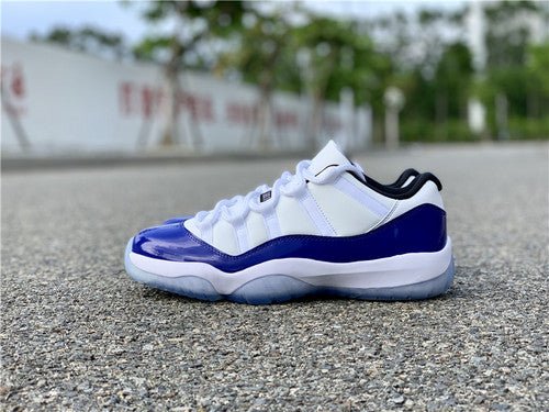 AIR Jordan 11 Low Purple Concord White - Black-concord Unisex Streetwear Limited Edition - Step into iconic style with the Air Jordan 11 Low Purple Concord White/Black-Concord, a tribute