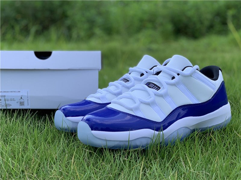 AIR Jordan 11 Low Purple Concord White - Black-concord Unisex Streetwear Limited Edition - Step into iconic style with the Air Jordan 11 Low Purple Concord White/Black-Concord, a tribute