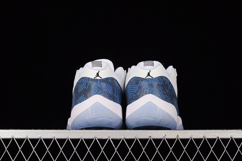 AIR Jordan 11 Retro Low Navy Snakeskin 2019 White - - Black Unisex Streetwear Limited Edition - Experience the timeless allure of the Air Jordan 11 Retro Low Navy Snakeskin 2019 White/Black,