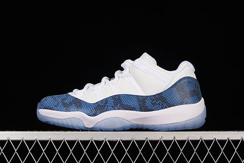 AIR Jordan 11 Retro Low Navy Snakeskin 2019 White - - Black Unisex Streetwear Limited Edition - Experience the timeless allure of the Air Jordan 11 Retro Low Navy Snakeskin 2019 White/Black,