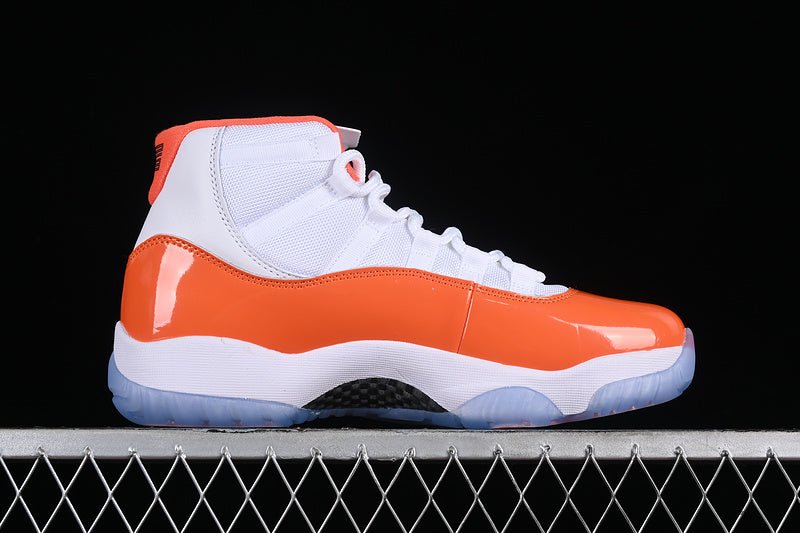 AIR Jordan 11 Retro - Orange - White Unisex Streetwear Limited Edition - Introducing the Air Jordan 11 Retro White/Orange, a vibrant and stylish addition to the iconic