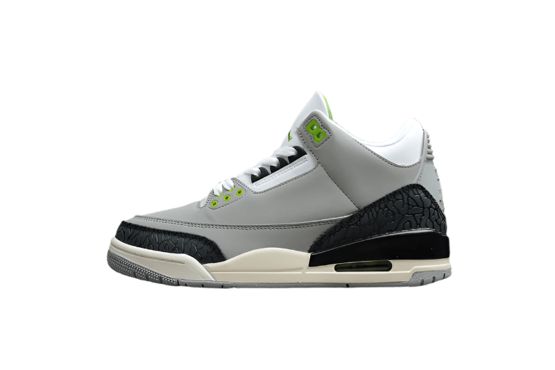 AIR Jordan 3 Retro Chlorophyll Light Smoke Grey - Chlorophyll - Black-white-sail Unisex Streetwear Limited Edition - The Air Jordan 3 Retro 'Chlorophyll' in Light Smoke Grey/Chlorophyll/Black-White-Sa
