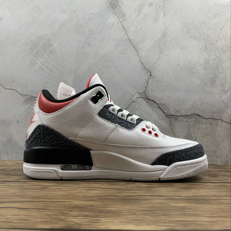 AIR Jordan 3 Retro Denim Se Fire Red White - Fire Red - - Black Unisex Streetwear Limited Edition