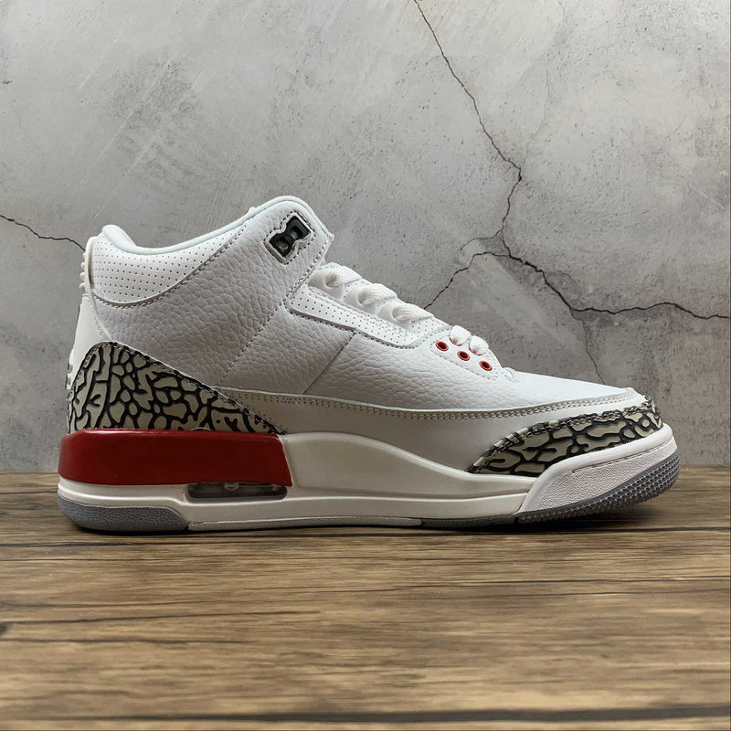 AIR Jordan 3 Retro Hall Of Fame White - Cement Grey-black-fire Red Unisex Streetwear Limited Edition - The Air Jordan 3 Retro 'Hall of Fame' in White/Cement Grey-Black-Fire Red, also known as