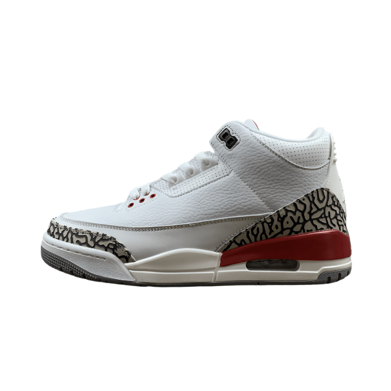 AIR Jordan 3 Retro Hall Of Fame White - Cement Grey-black-fire Red Unisex Streetwear Limited Edition - The Air Jordan 3 Retro 'Hall of Fame' in White/Cement Grey-Black-Fire Red, also known as