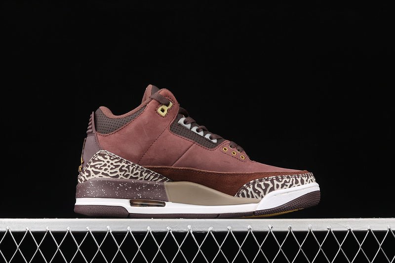 AIR Jordan 3 Retro High Og Antique Brass Brown - White - - Black Unisex Streetwear Limited Edition - The Air Jordan 3 Retro High OG in Antique Brass Brown/White/Black is a sophisticated and