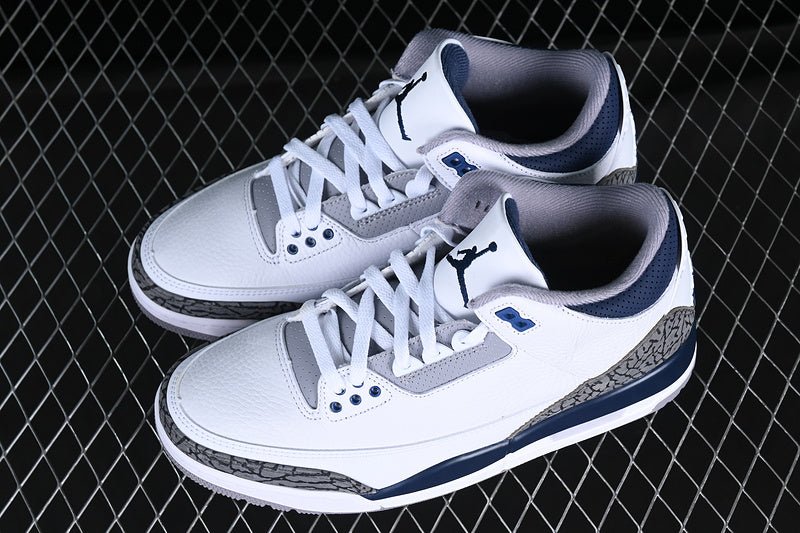 AIR Jordan 3 Retro Midnight Navy White - - Grey - Blue Sneakers - Black Unisex Streetwear Limited Edition - **Air Jordan 3 Retro Midnight Navy White/Black/Grey/Blue** Step into timeless style with the