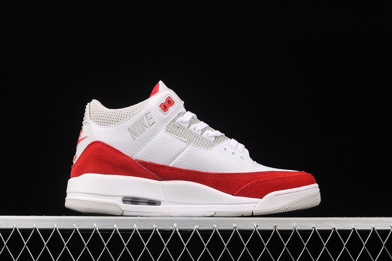 AIR Jordan 3 Retro Tinker - University Red-neutral Grey - White Unisex Streetwear Limited Edition - The Air Jordan 3 Retro Tinker White/University Red-Neutral Grey is a special edition that pays