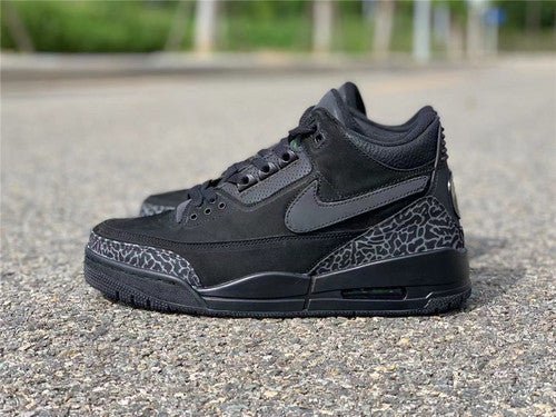 AIR Jordan 3 Tinker Cat - - - Black Unisex Streetwear Limited Edition - Unleash your inner stealth with the Air Jordan 3 Tinker Black Cat Black/Black/Black, a sleek
