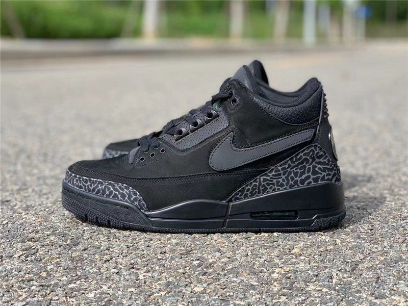 AIR Jordan 3 Tinker Cat - - - Black Unisex Streetwear Limited Edition - Unleash your inner stealth with the Air Jordan 3 Tinker Black Cat Black/Black/Black, a sleek