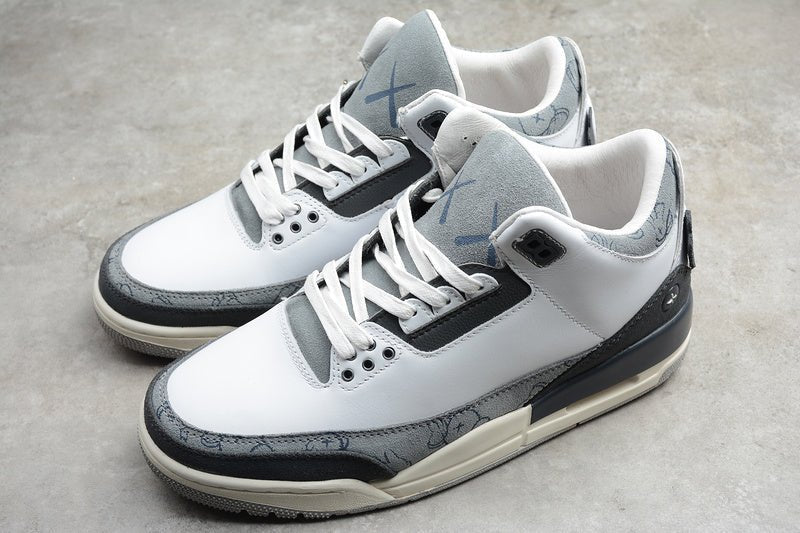 AIR Jordan 3 White - - Grey - Black Unisex Streetwear Limited Edition