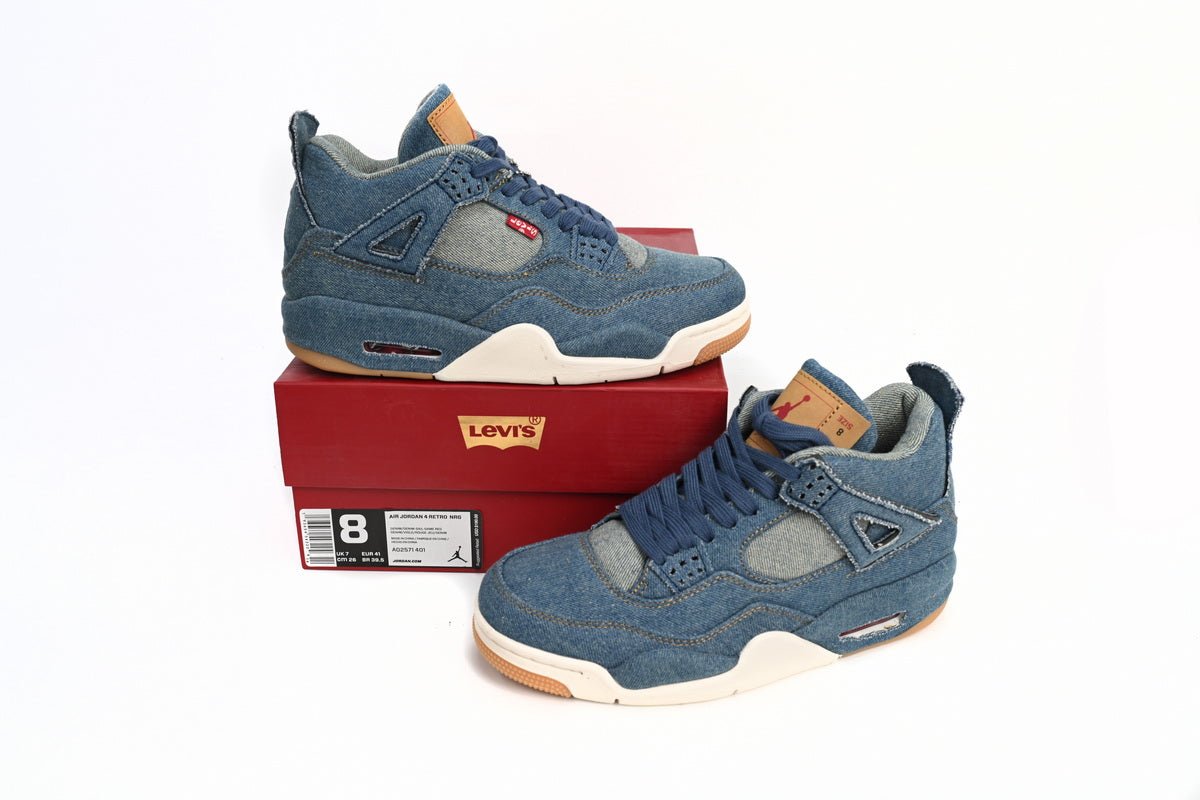 Air Jordan 4 Levi's - Blue Unisex Streetwear Limited Edition - Introducing the Air Jordan 4 Levi's Blue, a stunning collaboration that seamlessly blends the iconic