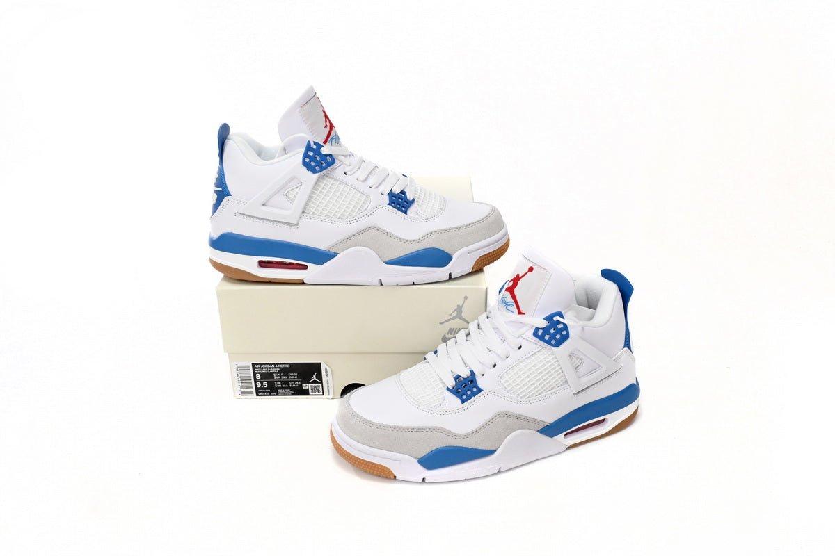 Air Jordan 4 Blue - White Unisex Streetwear Limited Edition - **Air Jordan 4 White Blue** The Air Jordan 4 White Blue is a sleek and