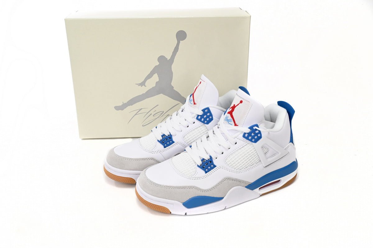 Air Jordan 4 Blue - White Unisex Streetwear Limited Edition - **Air Jordan 4 White Blue** The Air Jordan 4 White Blue is a sleek and