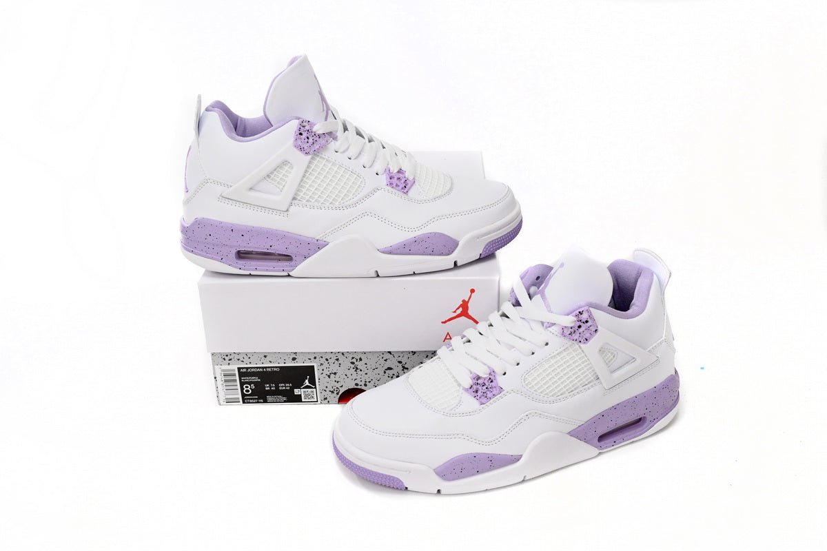 Air Jordan 4 Purple - White Unisex Streetwear Limited Edition - **Air Jordan 4 White Purple** The Air Jordan 4 White Purple is a sleek and