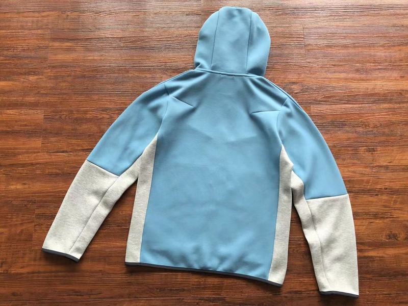 NIKE Tech Fleece Hoodie - Baby Blue - Grey - - White Unisex Streetwear Limited Edition - The NIKE TECH FLEECE HOODIE BABY BLUE/GREY/WHITE - REPLICA combine modern athletic functionality with a